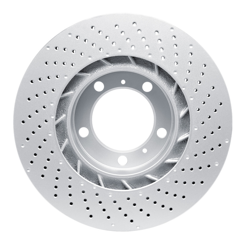 Porsche Cayman Brake Rotor (1) - Left Front - R1 Concepts - GEOSPEC Coated Rotor - Drilled - `09-`23